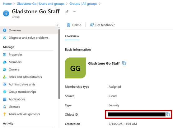 How to get the Object ID for an Entra group