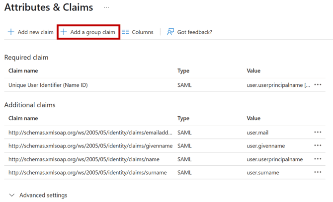 How to setup a group claim in Entra